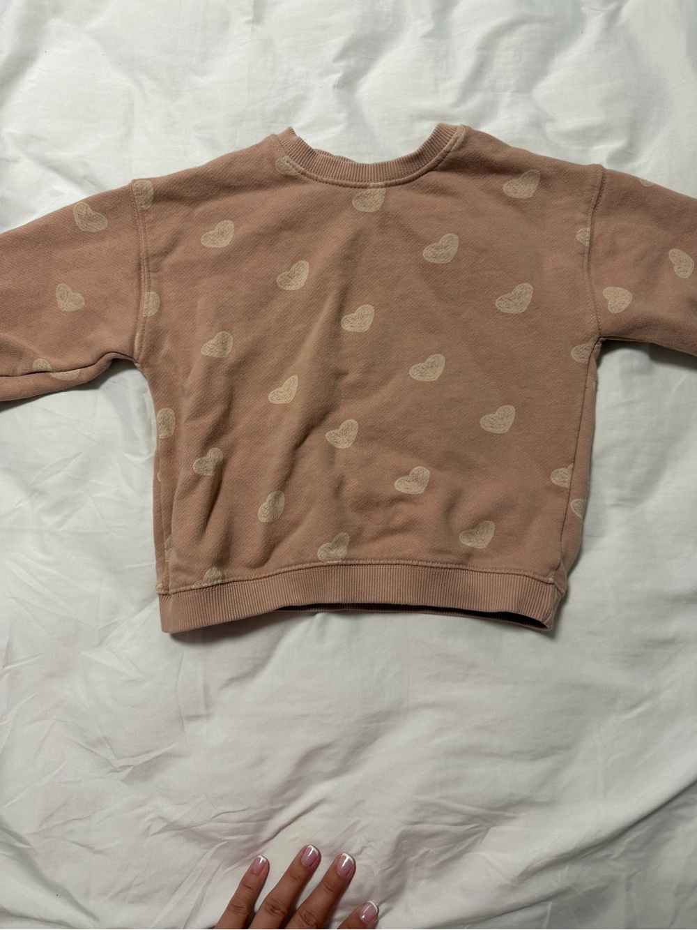 Zara Dusty Pink Heart Print Pullover Sweatshirt